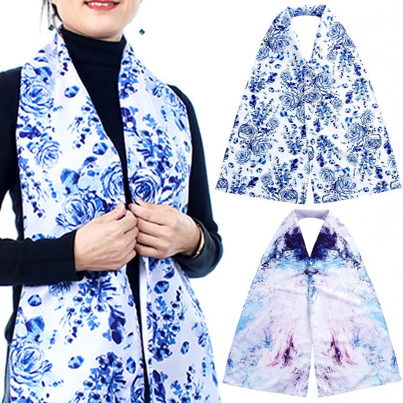VOPHIA 2 Pack Adult Bib Dining Scarf for Women Microsuede Washable Reusable Food Clothing Protectors Dining Mouth Towel Scarf tiedye